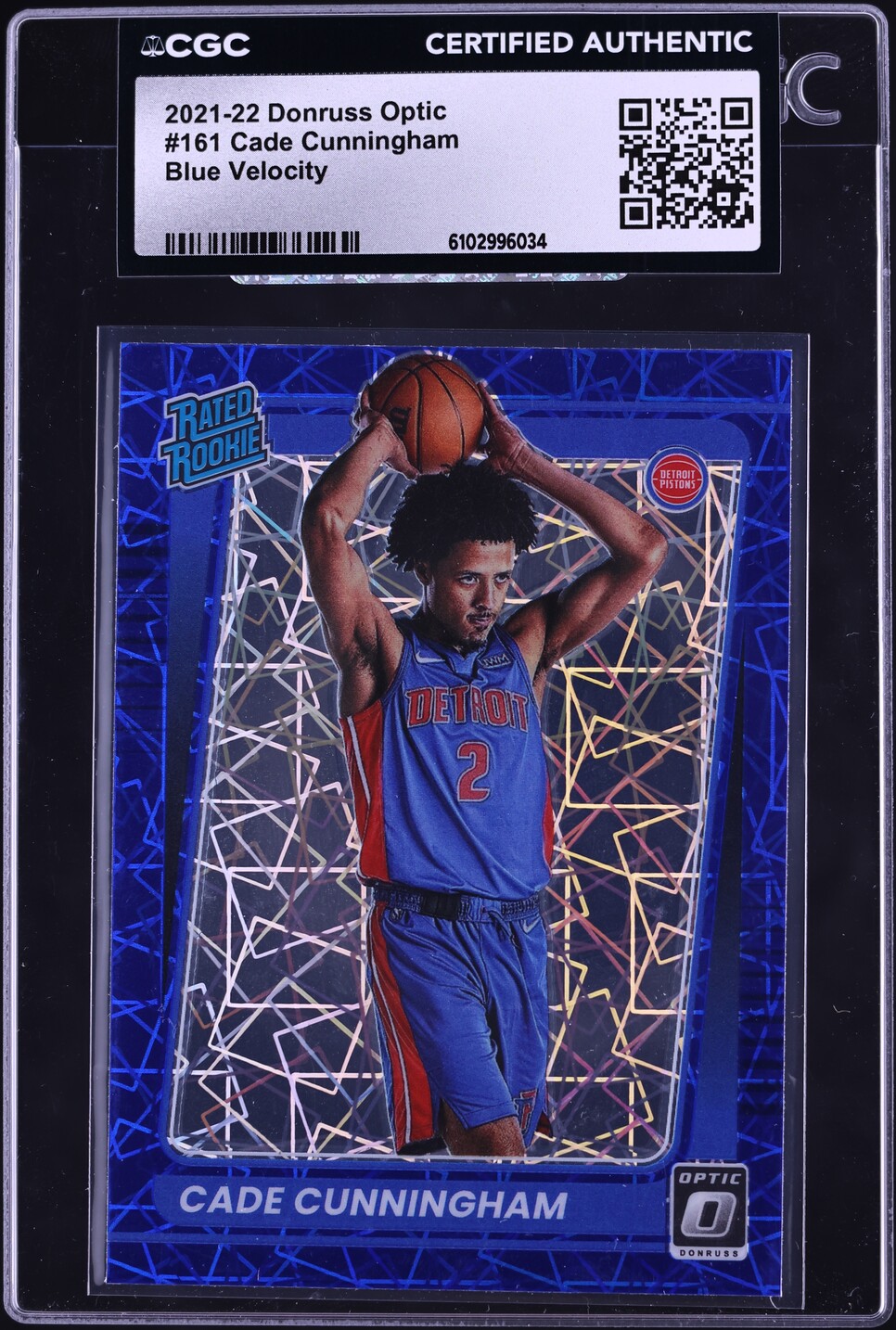 2021 Donruss Optic Blue Velocity Cade Cunningham ROOKIE #161 CGC AUTH