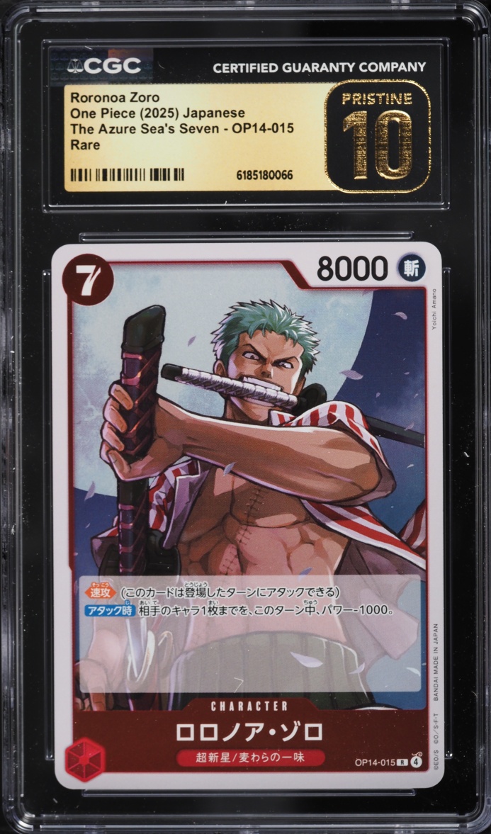 2025 #Op14-015 CGC 10 One Piece Japanese The Azure Sea'S Seven Roronoa Zoro