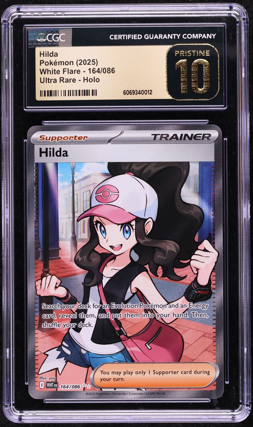 2025 Pokemon Scarlet & Violet White Flare Full Art Hilda #164 CGC 10 PRISTINE