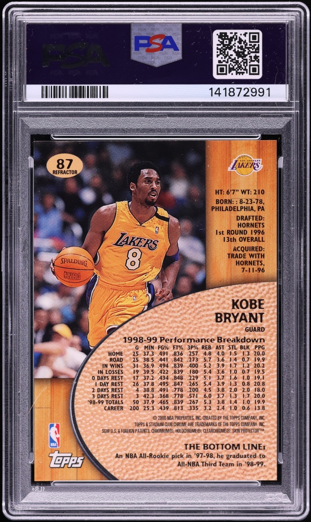 1999 Stadium Club Chrome Refractor Kobe Bryant #87 PSA 9 MINT