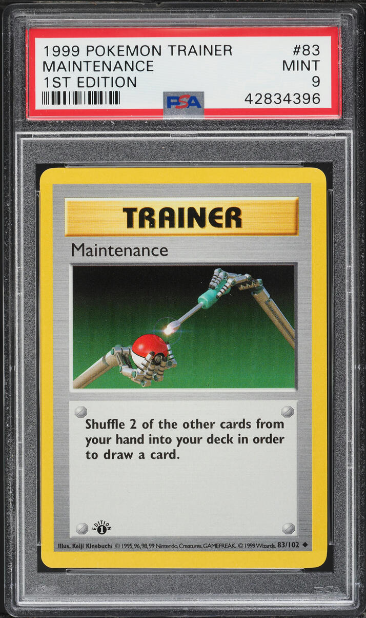 1999 Pokemon Base Set Shadowless 1st Edition Maintenance #83 PSA 9 MINT