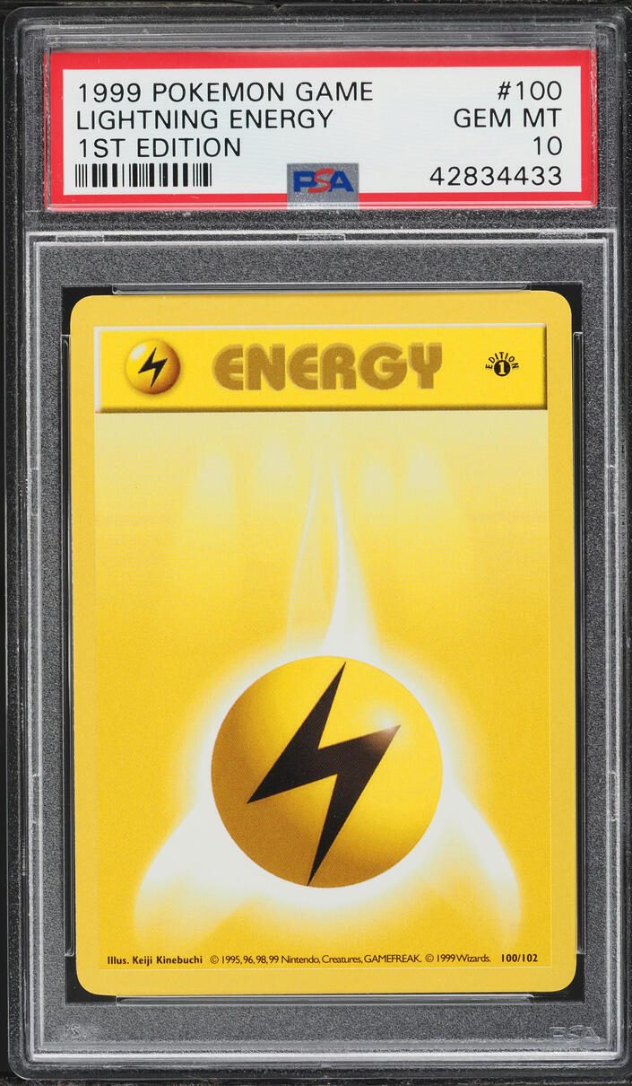 1999 Pokemon Base Set Shadowless 1st Edition Lightning Energy #100 PSA 10 GEM MINT