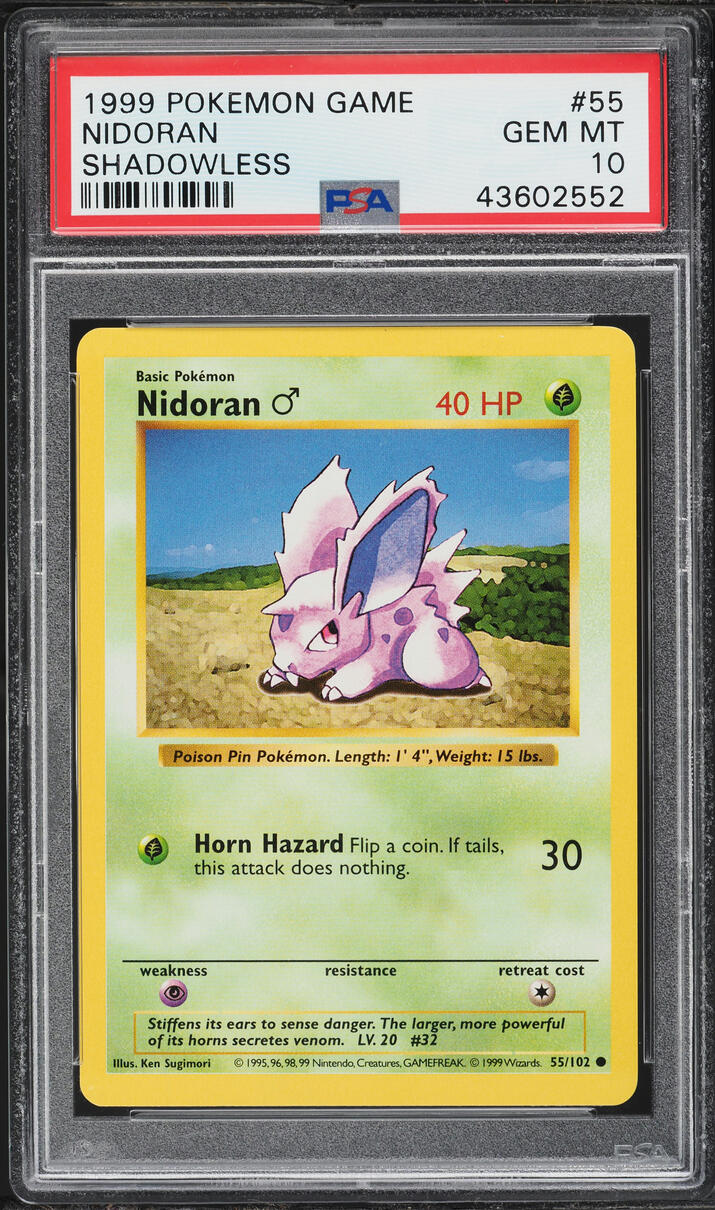 1999 Pokemon Base Set Shadowless Nidoran #55 PSA 10 GEM MINT