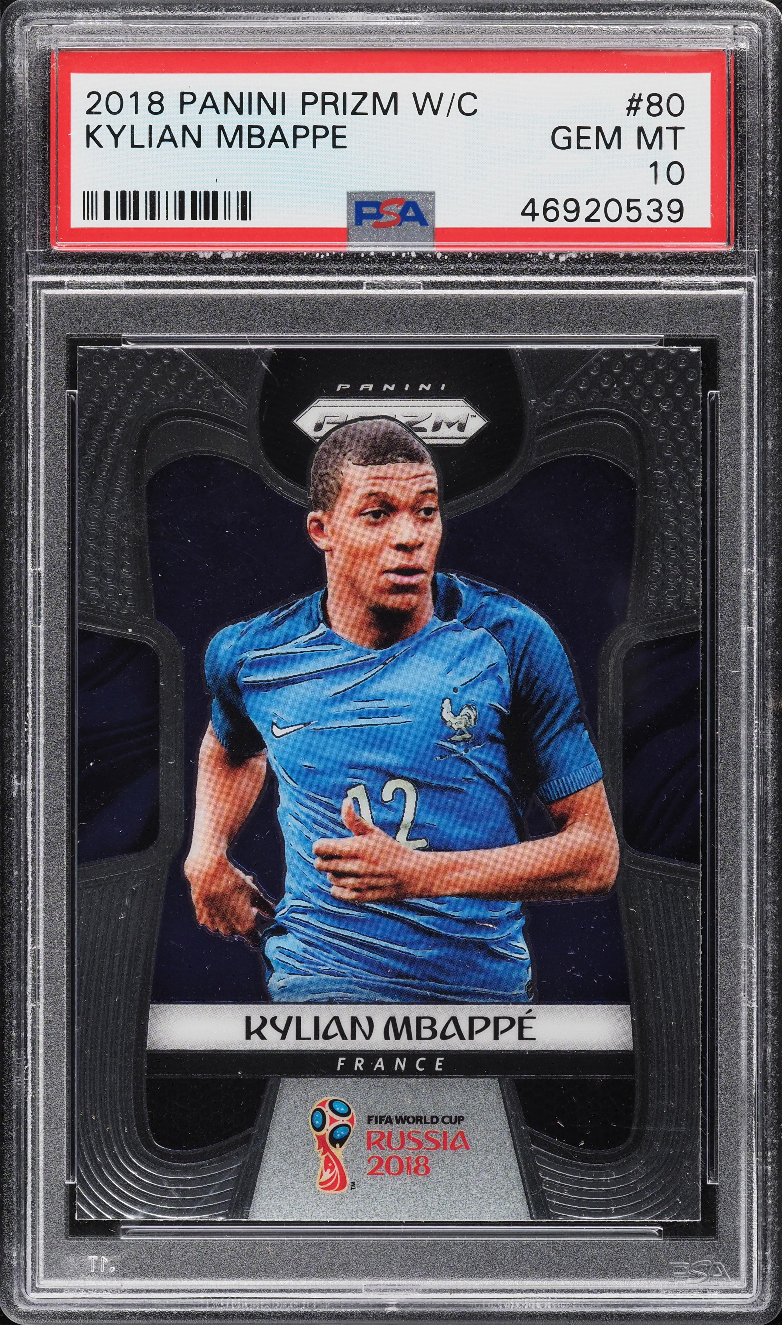 2018 Panini Prizm World Cup Kylian Mbappe ROOKIE RC #80 PSA