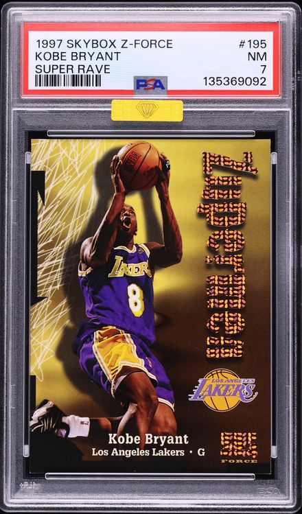 1997 Skybox Z-Force Zupermen Super Rave Kobe Bryant 24/50 #195 MBA PSA 7 NRMT