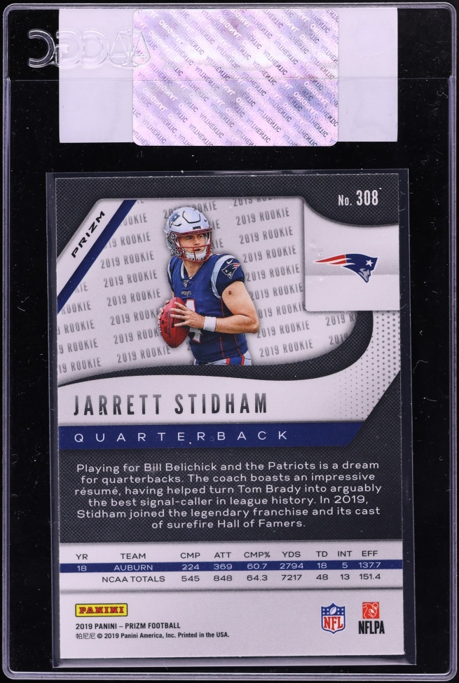 2019 Panini Prizm Blue Jarrett Stidham ROOKIE #308 CGC AUTH - Photo 2