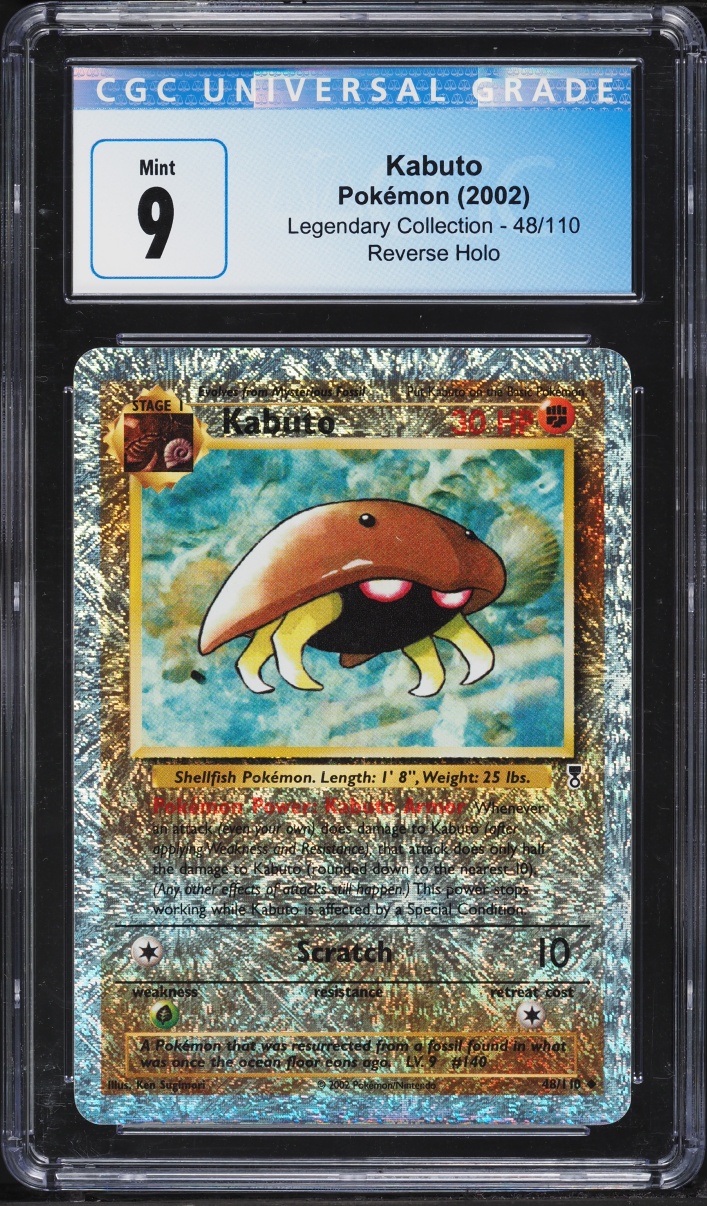 2002 Pokemon Legendary Collection Reverse Holo Kabuto #48 CGC 9 MINT