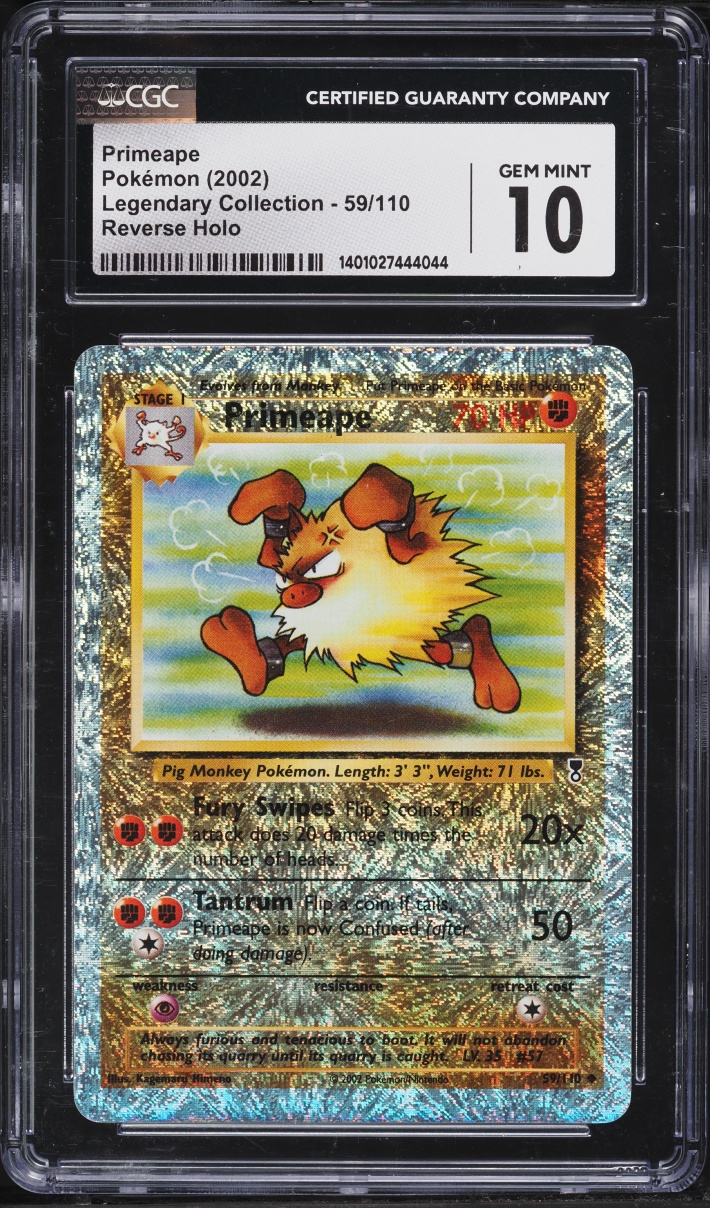 2002 Pokemon Legendary Collection Reverse Holo Primeape #59 CGC 10 GEM MINT