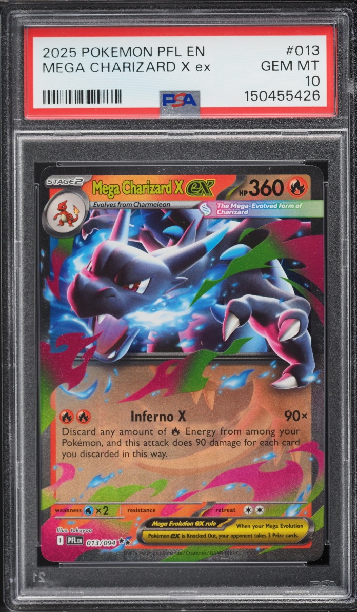 2025 Pokemon Mega Evolution Phantasmal Flames Holo Mega Charizard X ex #13 PSA 10 GEM MINT