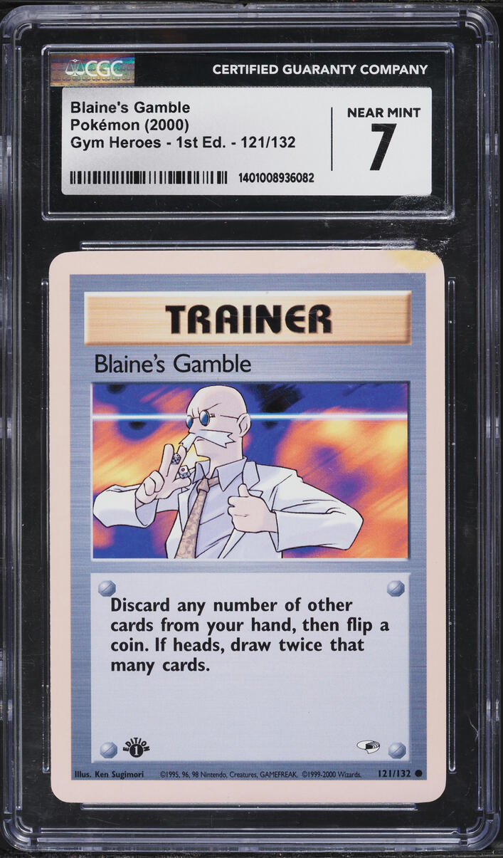 2000 Pokemon Gym Heroes 1st Edition Blaine's Gamble #121 CGC 7 NRMT