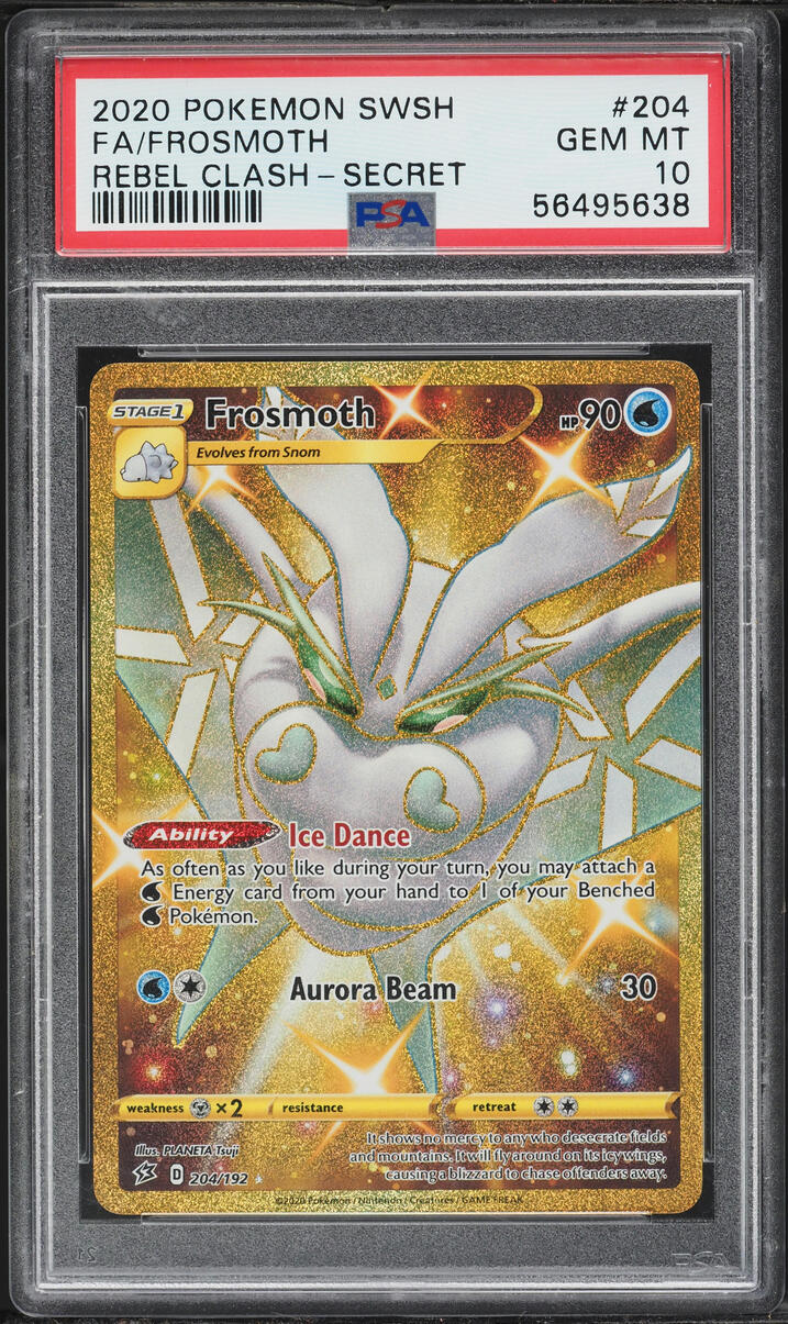 2020 Pokemon Sword & Shield Rebel Clash Gold Rare Frosmoth #204 PSA 10 GEM MINT