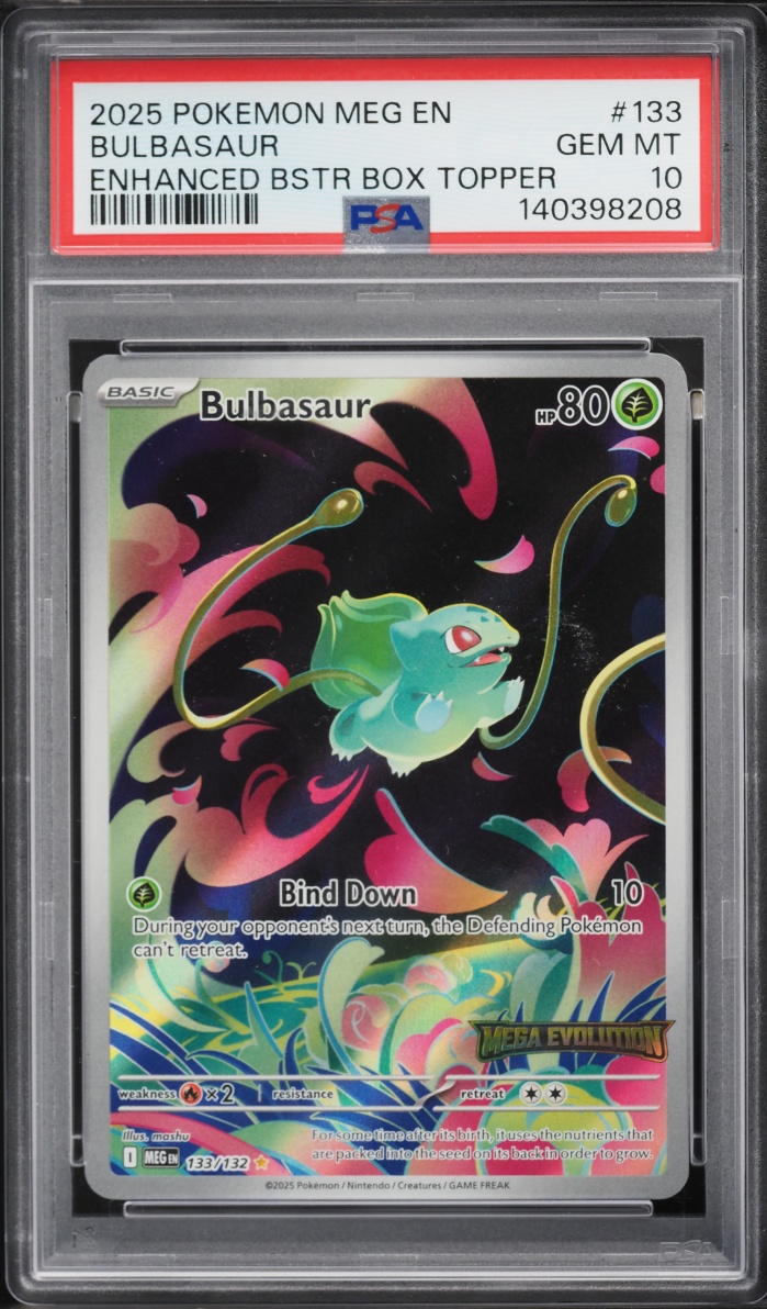 2025 Pokemon Mega Evolution Enhanced Booster Box Topper Bulbasaur #133 PSA 10 GEM MINT