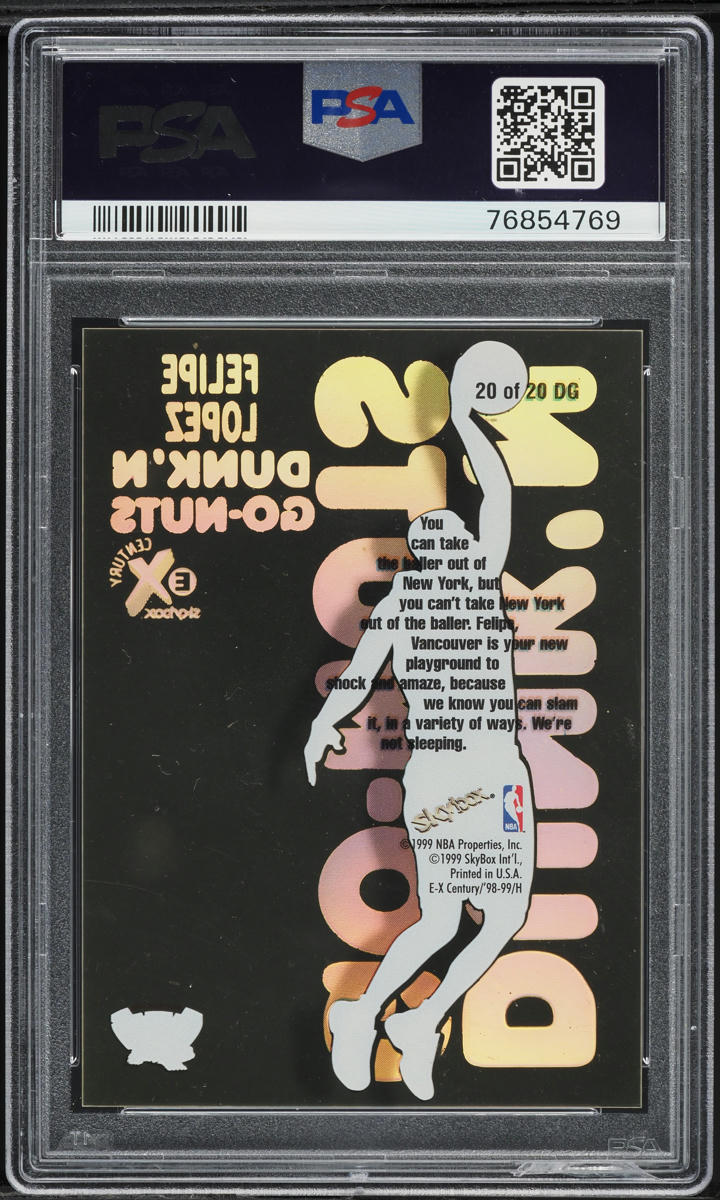 1998 Skybox E-X Century Dunk 'N Go-Nuts Felipe Lopez ROOKIE #20DG PSA 8 NM-MT