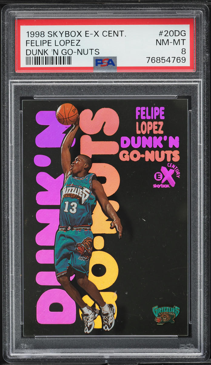 1998 Skybox E-X Century Dunk 'N Go-Nuts Felipe Lopez ROOKIE #20DG PSA 8 NM-MT