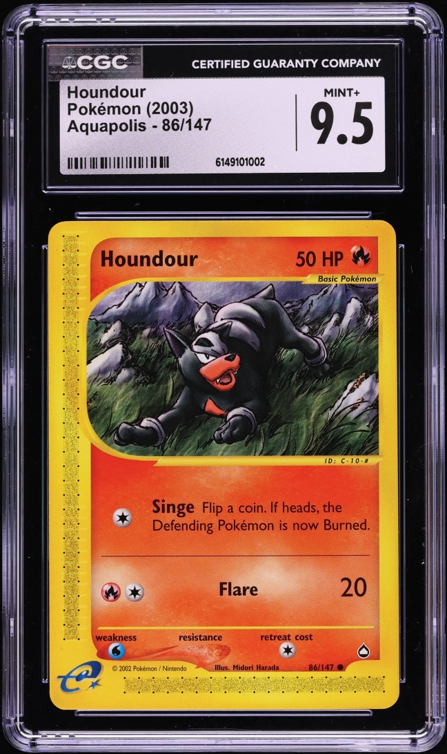 2003 Pokemon Aquapolis Houndour #86 CGC 9.5 MINT+