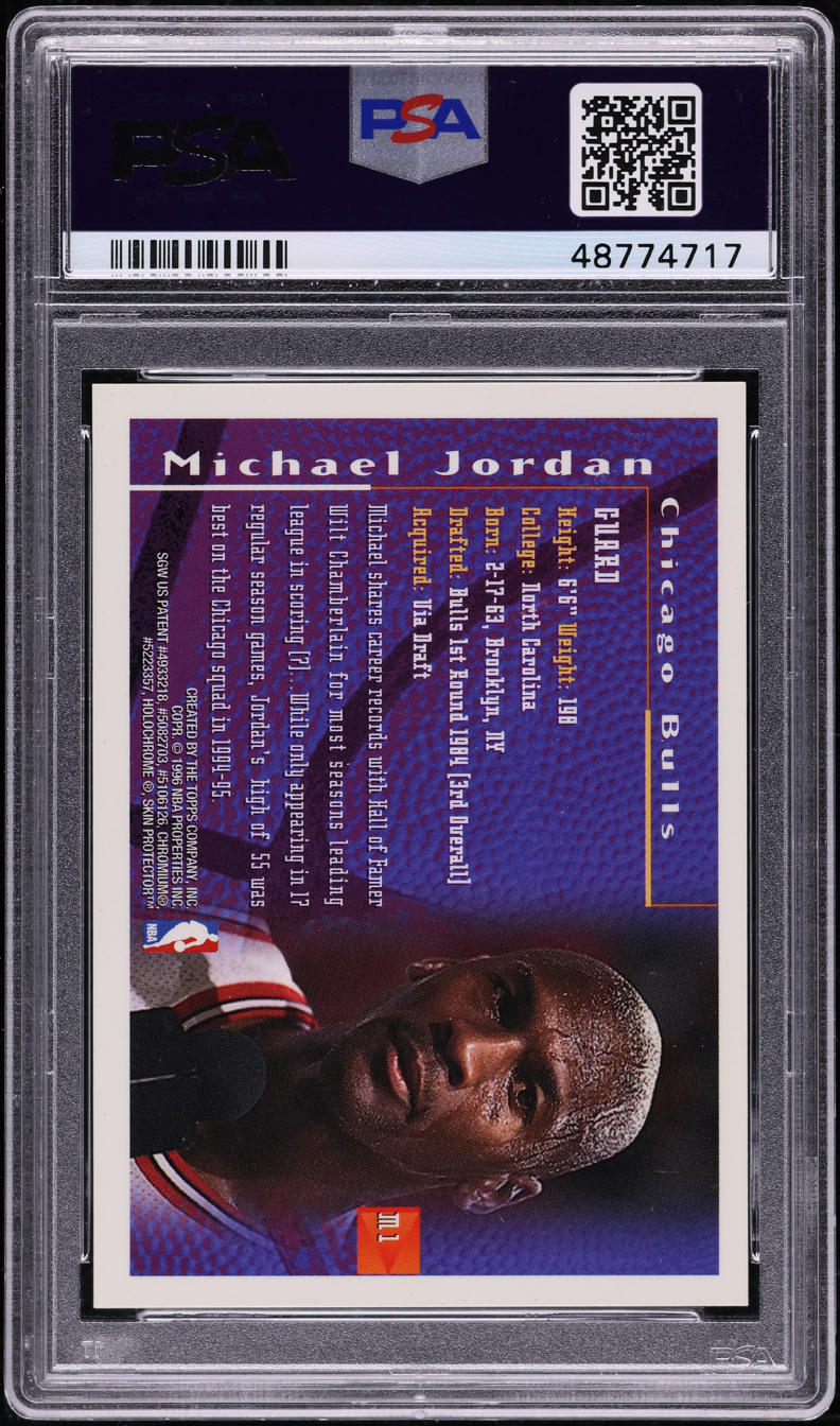 1995 Finest Mystery Orange Border Refractor Michael Jordan #M1 PSA 8 NM-MT