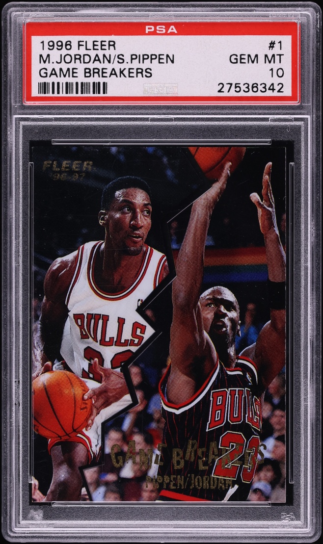 1996 Fleer Game Breakers Michael Jordan Scottie Pippen #1 PSA 10 GEM MINT - Photo 1