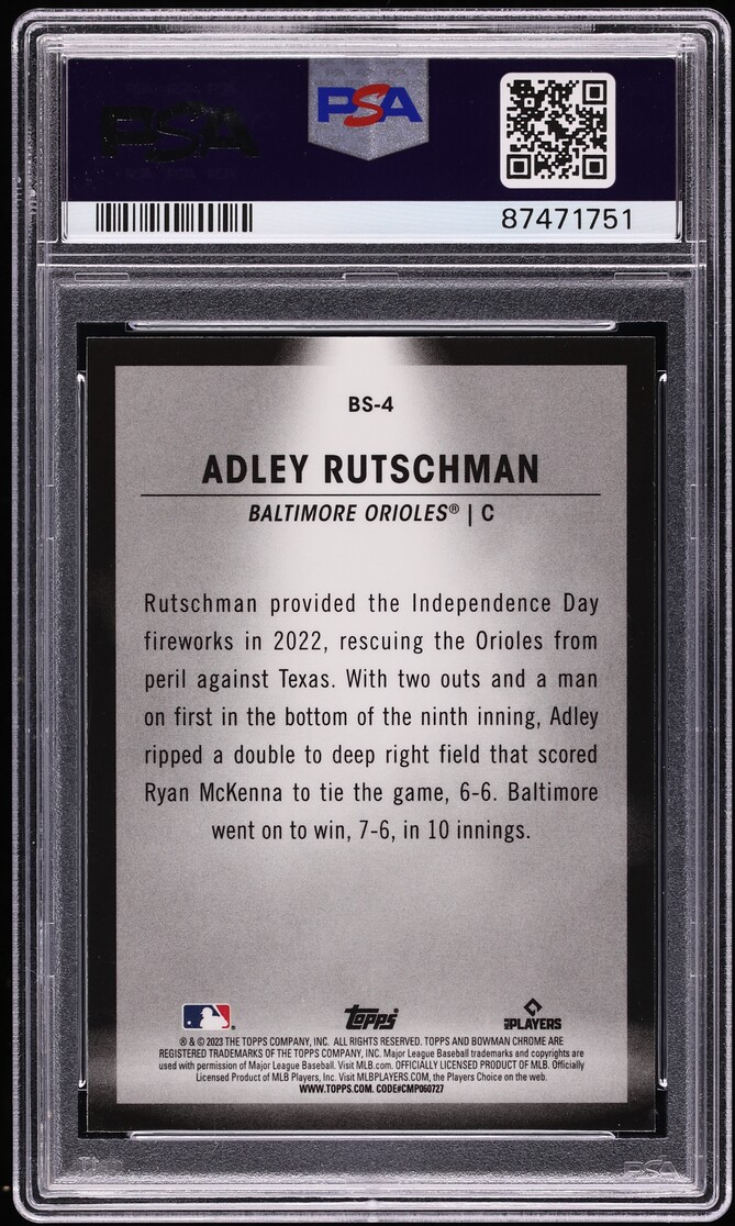 2023 Bowman Chrome Spotlights Adley Rutschman ROOKIE #BS-4 PSA 10 GEM MINT
