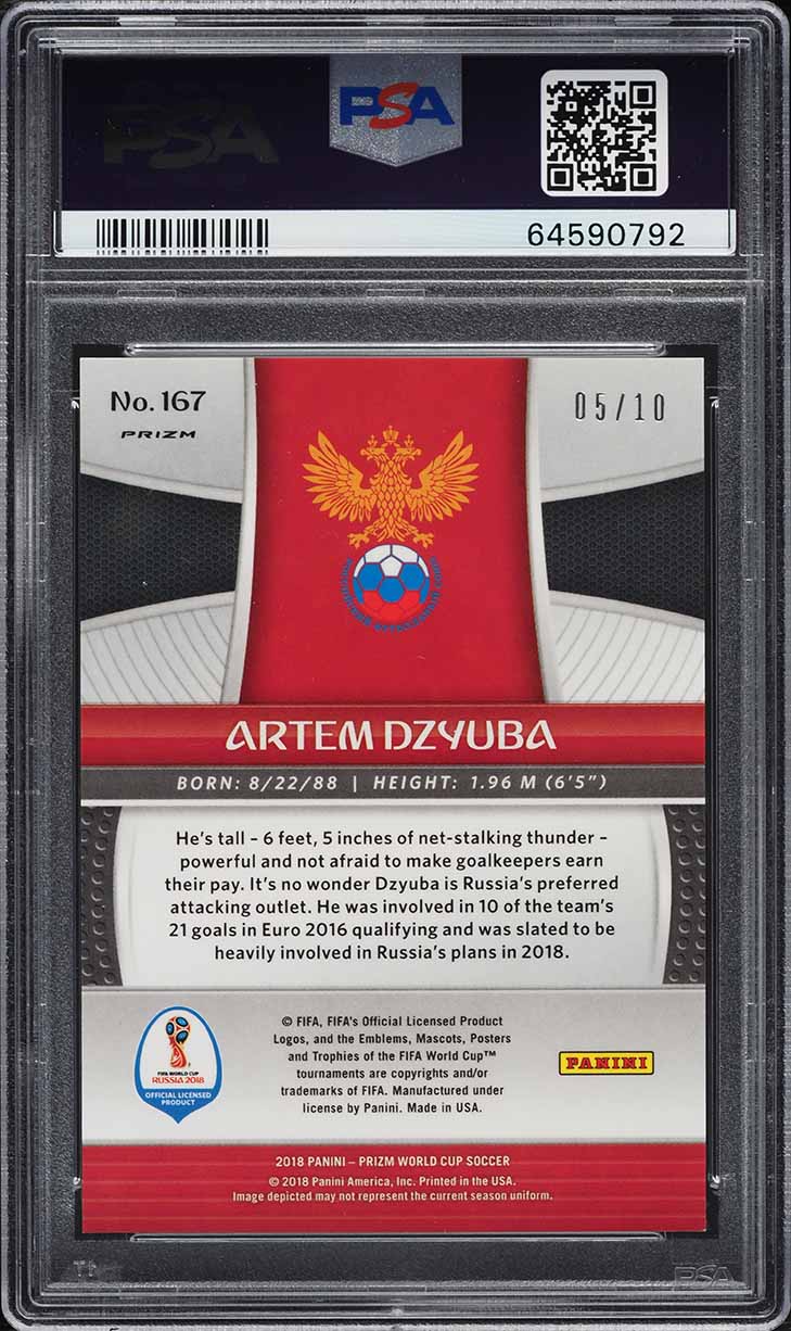 2018 Panini Prizm World Cup Gold Artem Dzyuba /10 #167 PSA 9 MINT