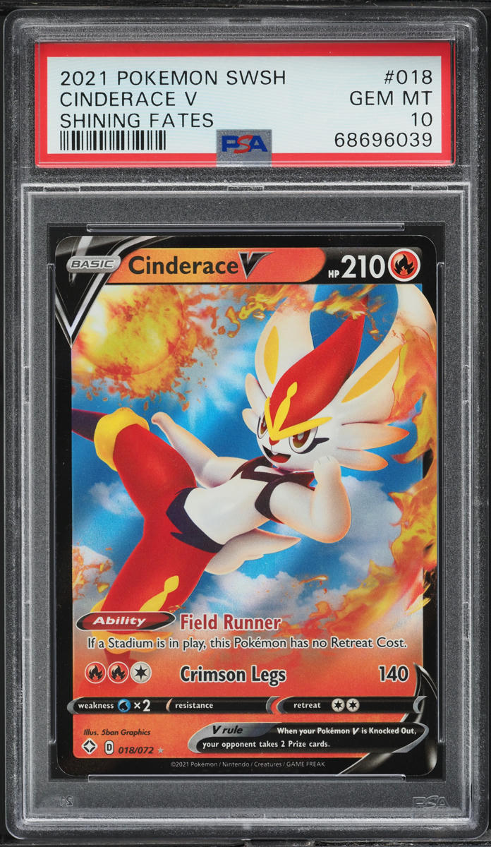 2021 Pokemon Sword & Shield Shining Fates Cinderace V #18 PSA 10 GEM MINT