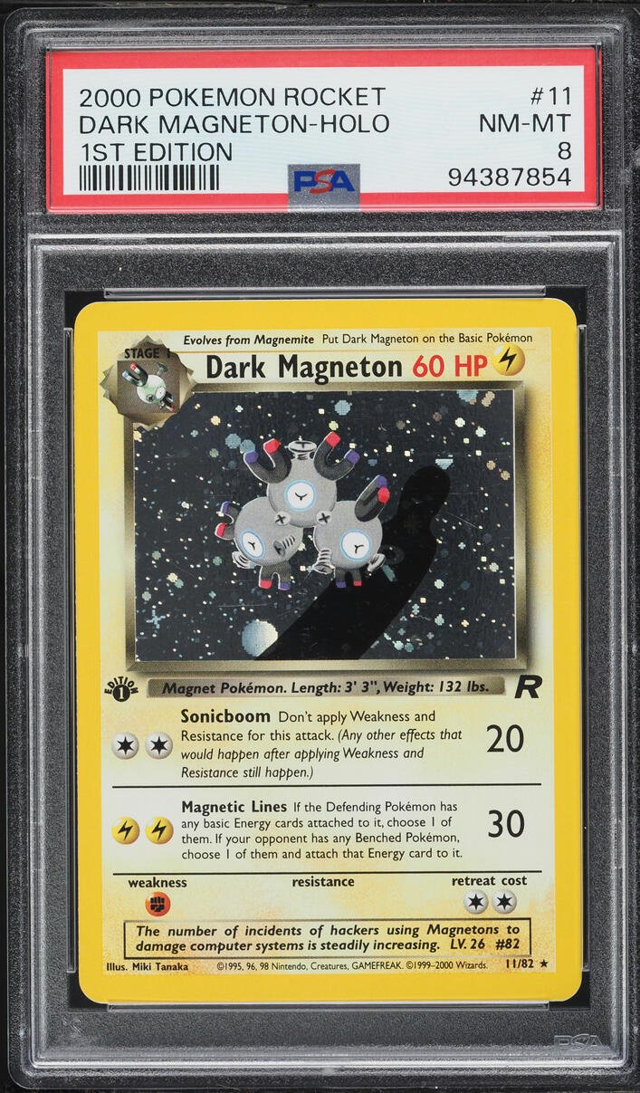 2000 Pokemon Team Rocket 1st Edition Holo Dark Magneton #11 PSA 8 NM-MT