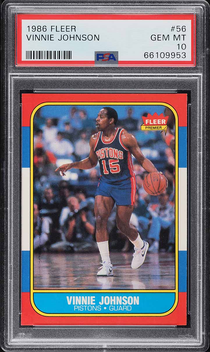 1986 Fleer Basketball Vinnie Johnson #56 PSA 10 GEM MINT