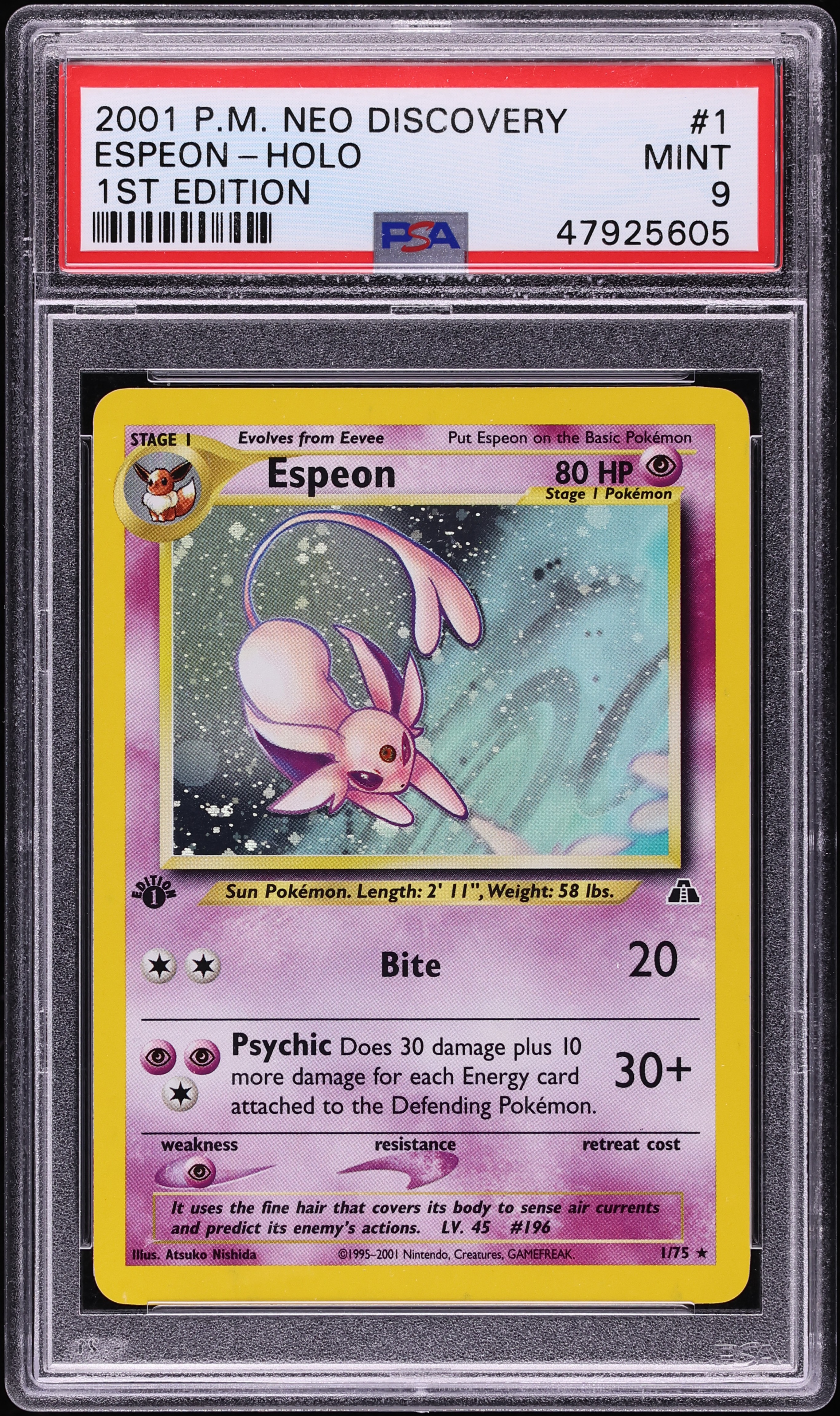 2001 Pokemon Neo Discovery 1st Edition Holo Espeon #1 PSA 9 MINT