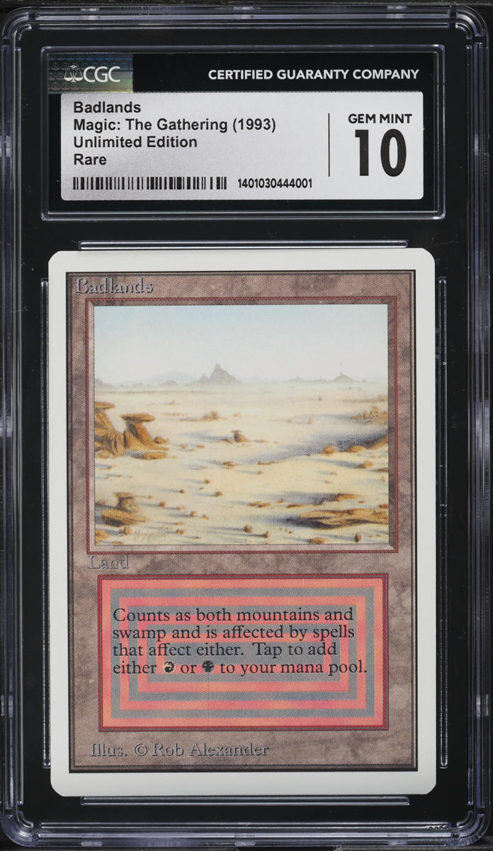 1993 Magic The Gathering MTG Unlimited Edition Dual Land Badlands CGC 10 GEM