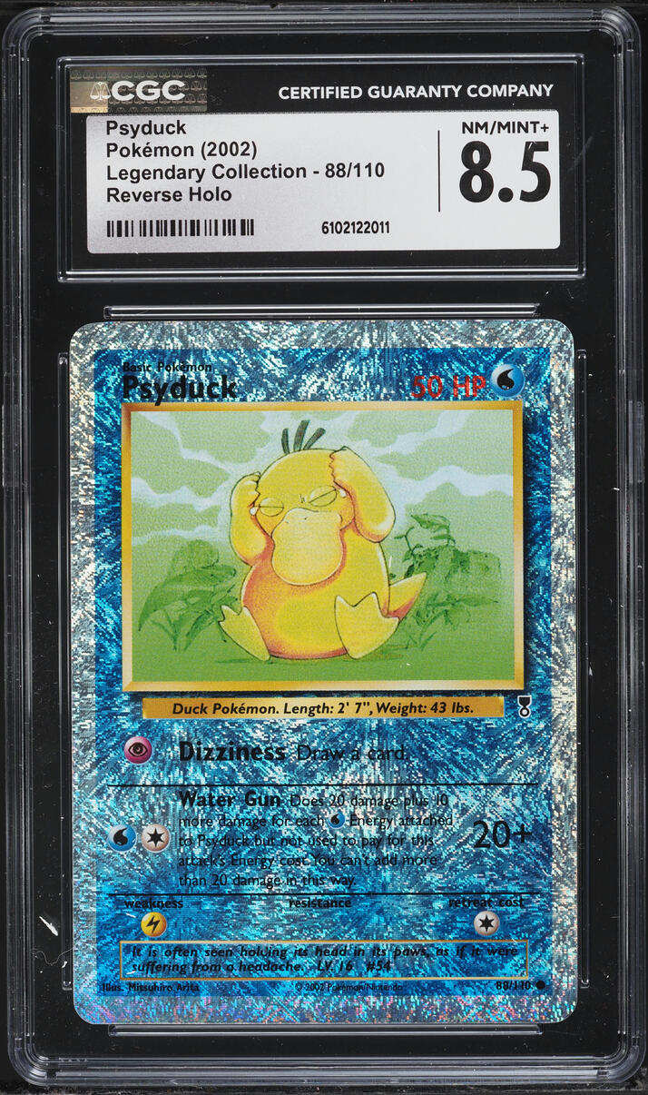 2002 Pokemon Legendary Collection Reverse Holo Psyduck #88 CGC 8.5 NM-MT+