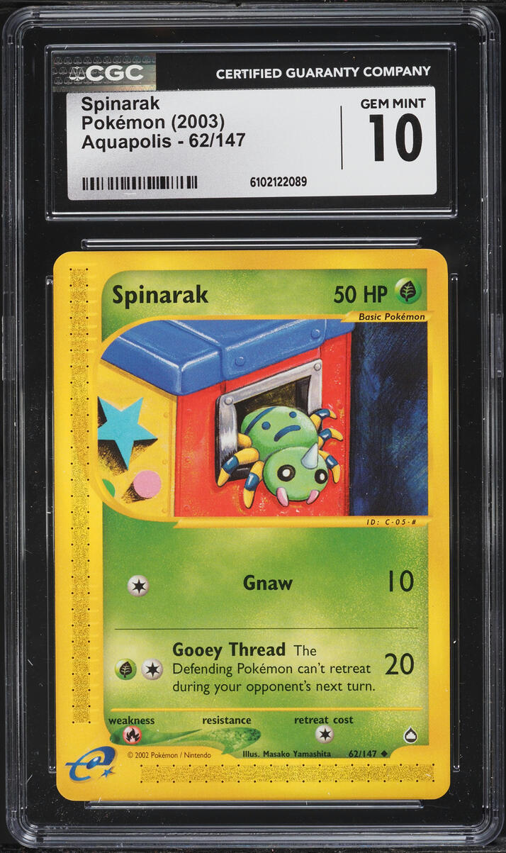 2003 Pokemon Aquapolis Spinarak #62 CGC 10 GEM MINT