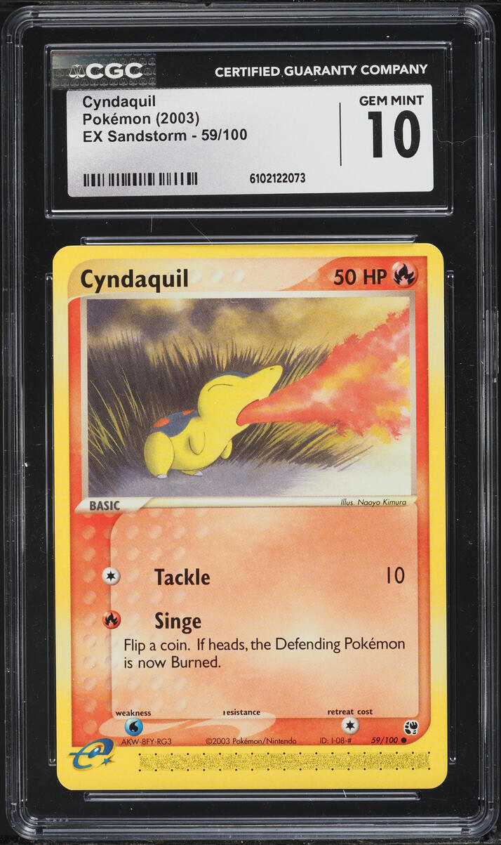 2003 Pokemon EX Sandstorm Cyndaquil #59 CGC 10 GEM MINT