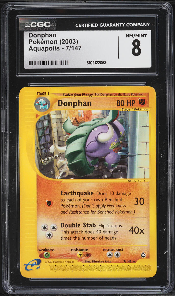 2003 Pokemon Aquapolis Donphan #7 CGC 8 NM-MT