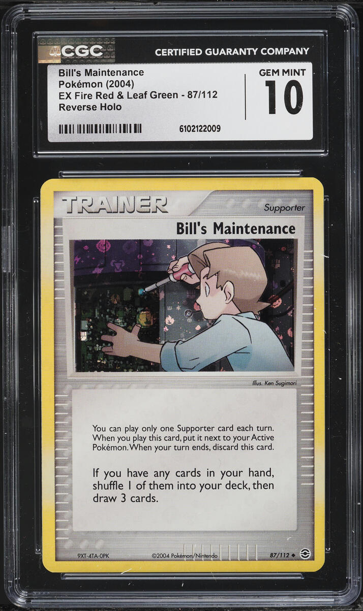 2004 Pokemon EX Fire Red & Leaf Green Reverse Holo Bill's Maintenance #87 CGC 10 GEM MINT
