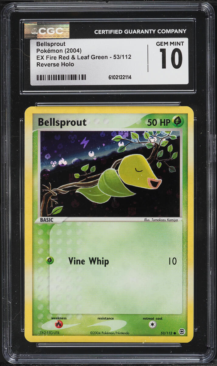 2004 Pokemon EX Fire Red & Leaf Green Reverse Holo Bellsprout #53 CGC 10 GEM MINT