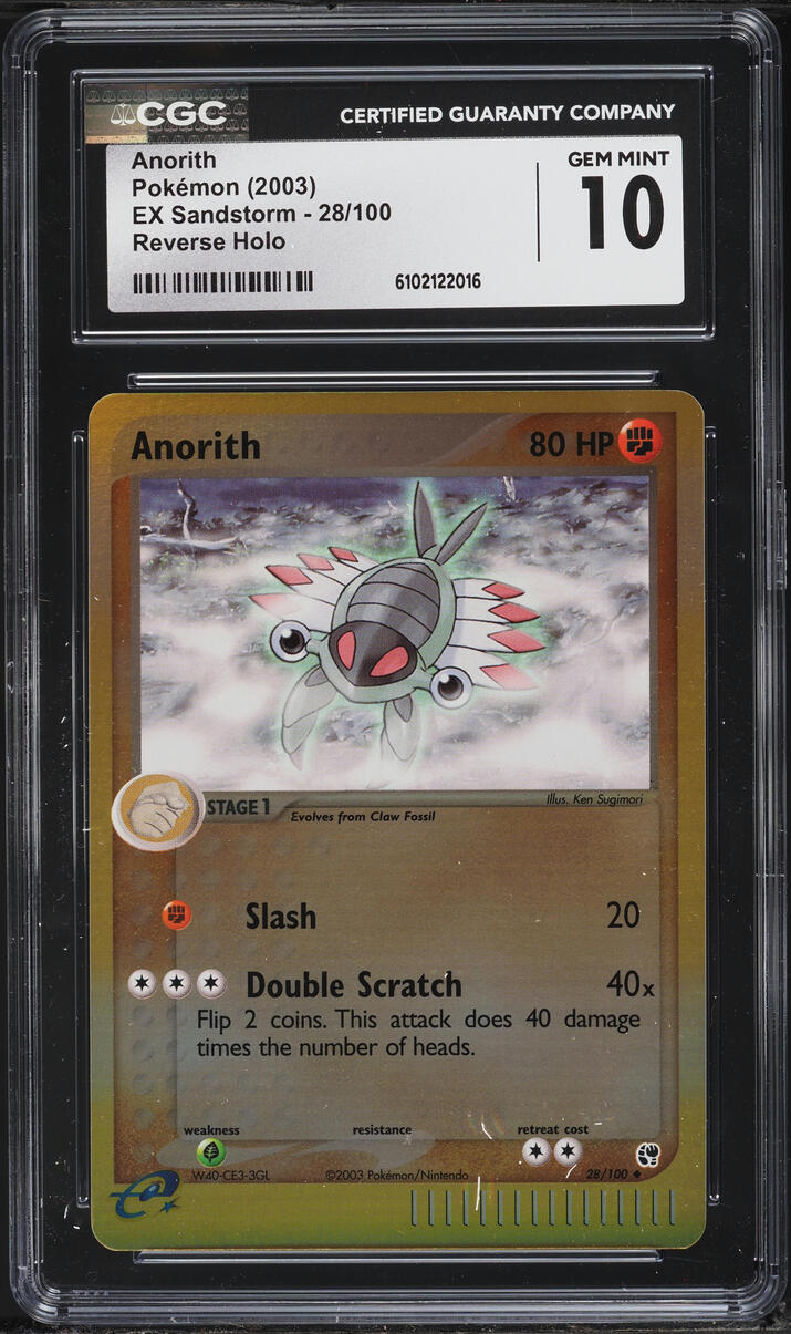 2003 Pokemon EX Sandstorm Reverse Holo Anorith #28 CGC 10 GEM MINT