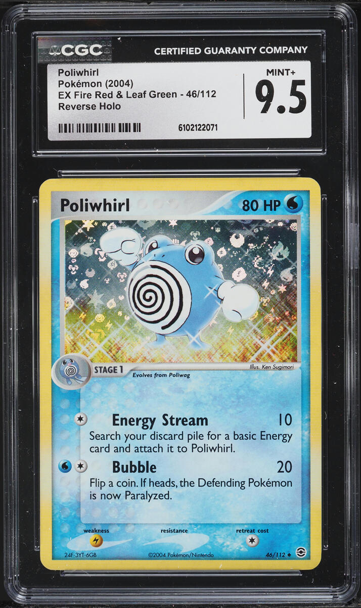 2004 Pokemon EX Fire Red & Leaf Green Reverse Holo Poliwhirl #46 CGC 9.5 MINT+