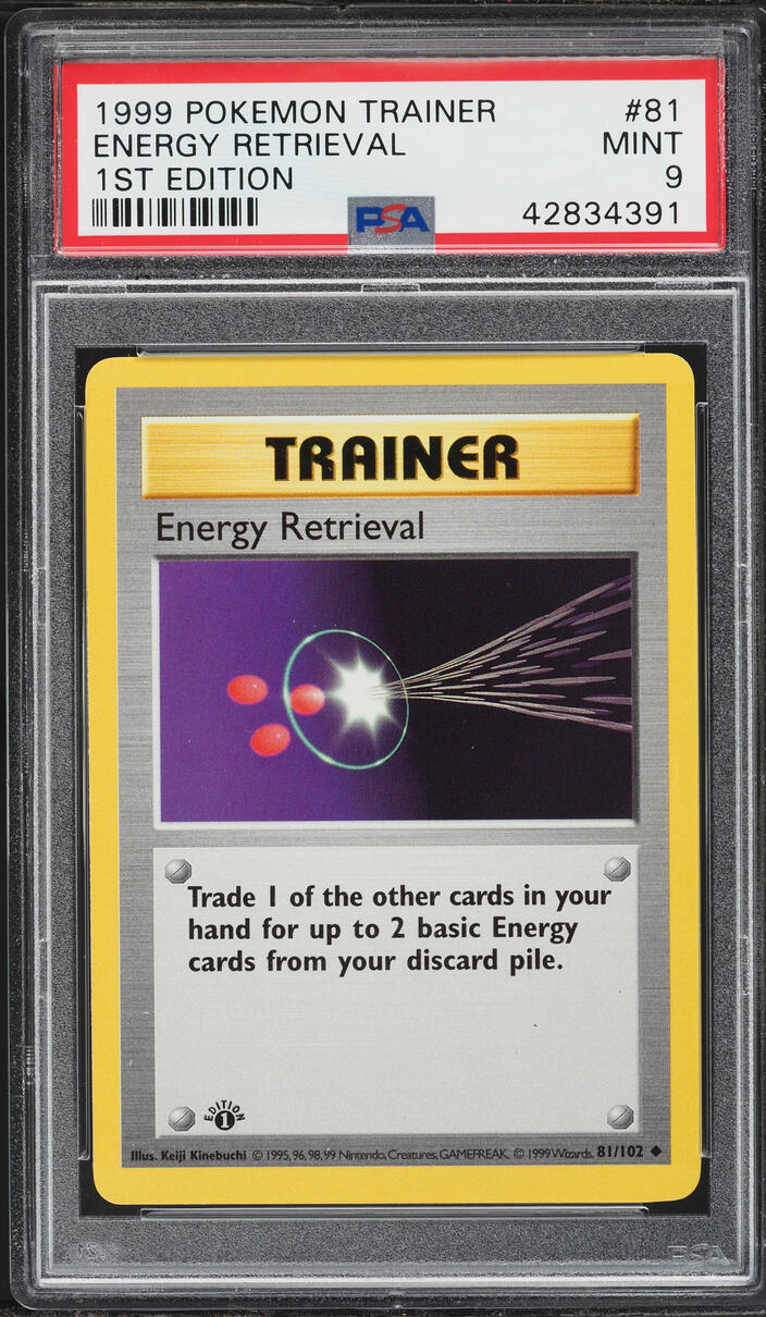 1999 Pokemon Base Set Shadowless 1st Edition Energy Retrieval #81 PSA 9 MINT