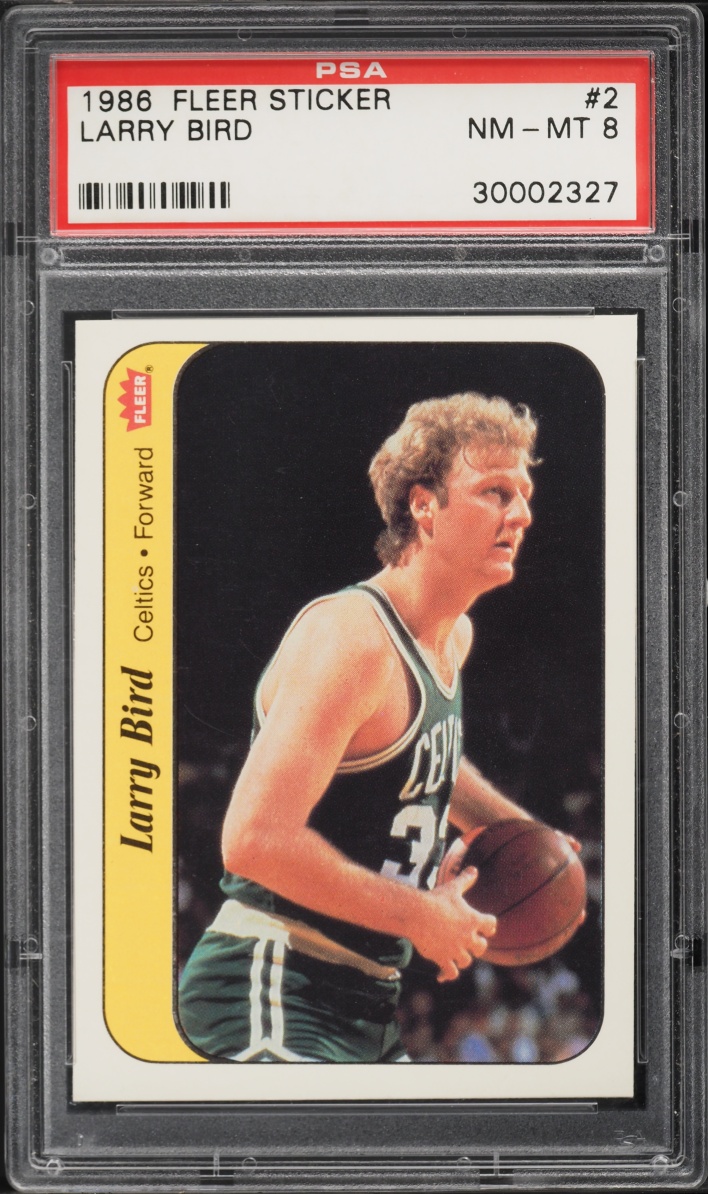 1986 Fleer Sticker Larry Bird #2 PSA 8 NM-MT