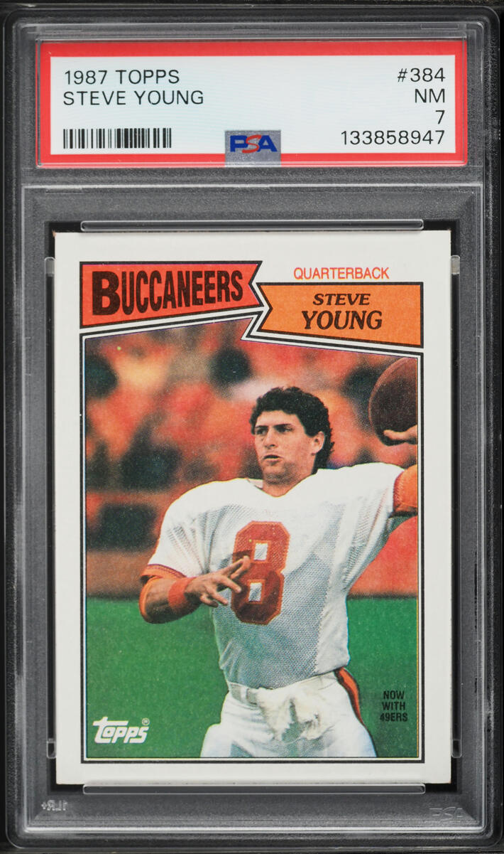 1987 Topps Football Steve Young #384 PSA 7 NRMT