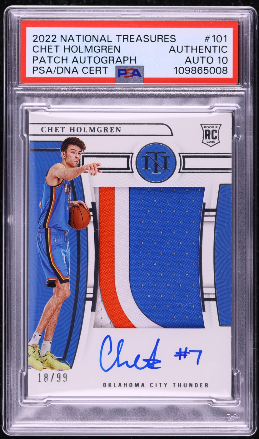 2022 National Treasures Chet Holmgren ROOKIE PATCH AUTO DNA 10 /99 #101 PSA AUTH