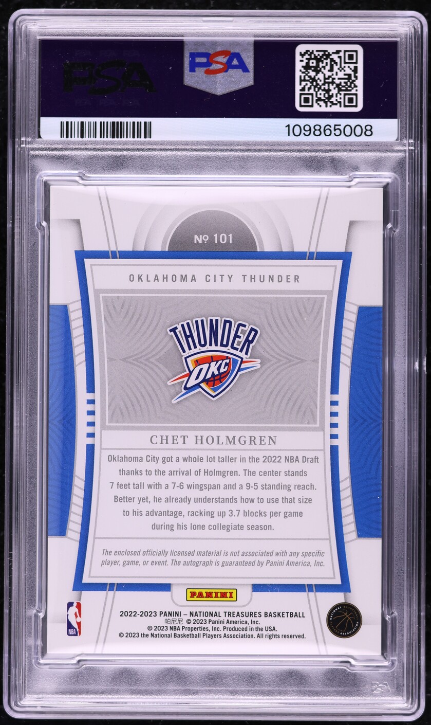 2022 National Treasures Chet Holmgren ROOKIE PATCH AUTO DNA 10 /99 #101 PSA AUTH