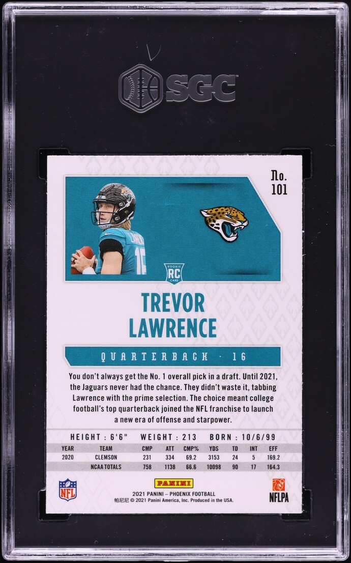 2021 Panini Phoenix Fire Burst Trevor Lawrence ROOKIE #101 SGC 9.5 MINT+