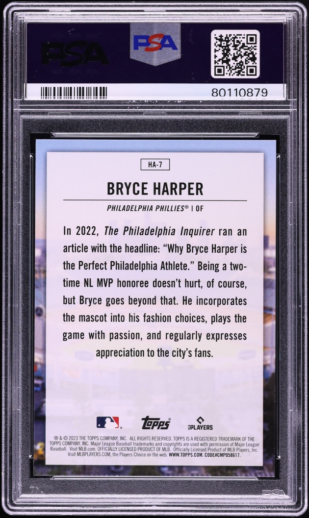 2023 Topps Home Field Advantage Bryce Harper #HA-7 PSA 10 GEM MINT