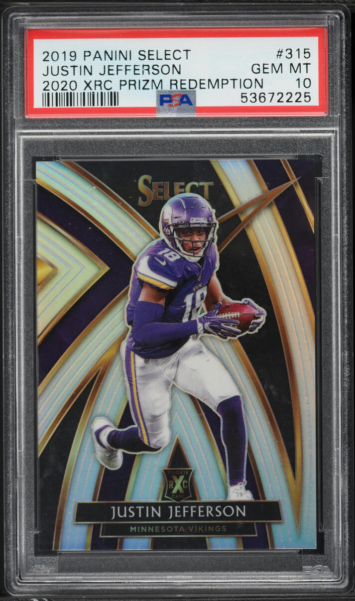 2019 Select '20 XRC Redemption Silver Prizm Justin Jefferson ROOKIE #315 PSA 10 GEM MINT