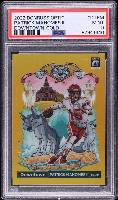 2022 Donruss Optic Downtown Gold Patrick Mahomes II /10 #DTPM PSA 9 MINT