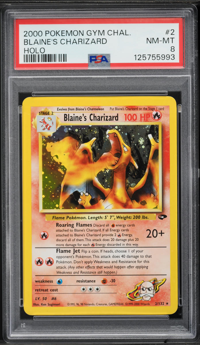 2000 Pokemon Gym Challenge Holo Blaine's Charizard #2 PSA 8 NM-MT