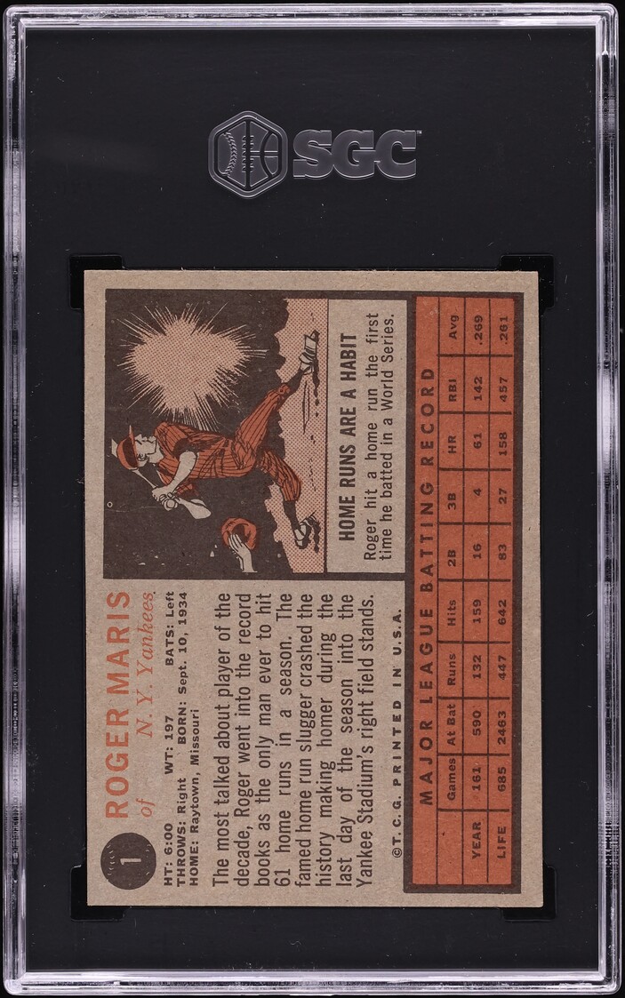 1962 Topps Roger Maris #1 SGC 6 EXMT