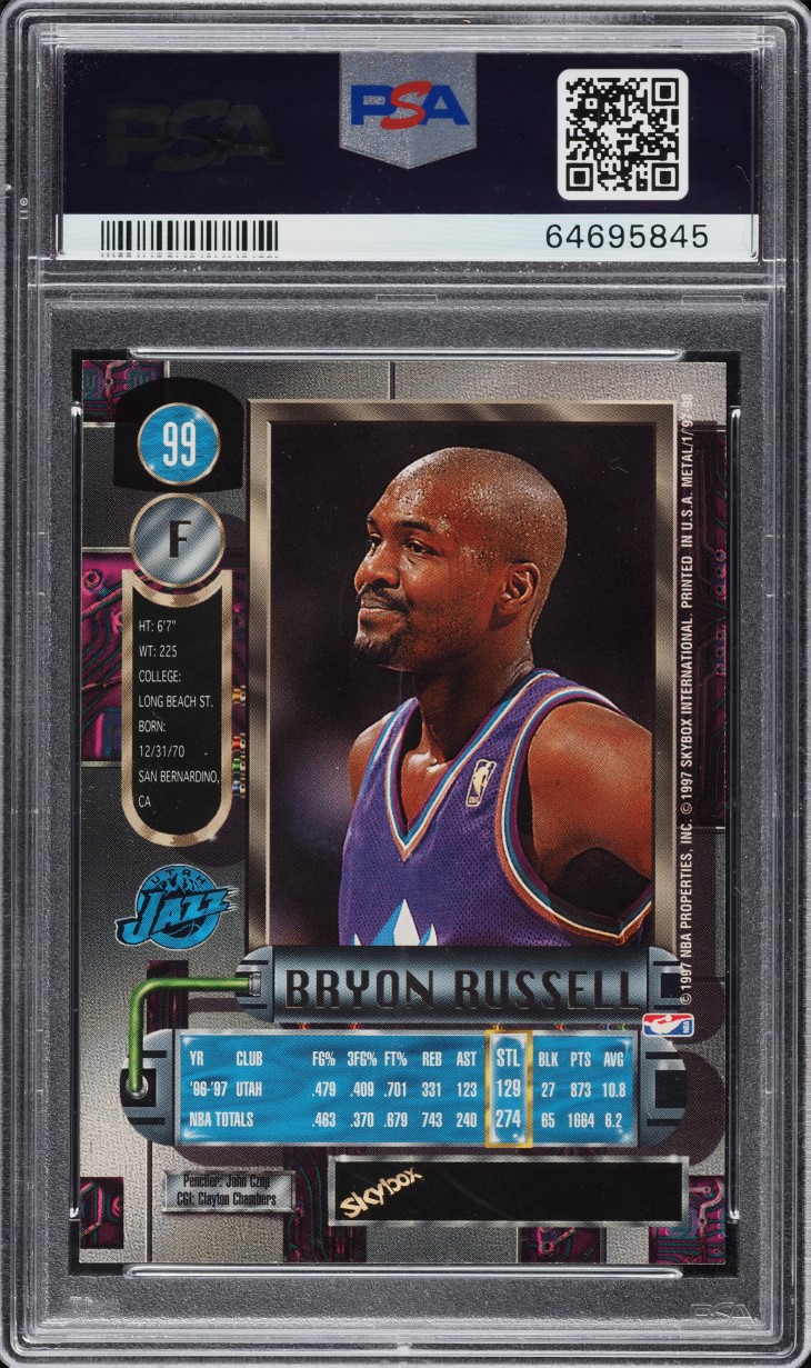 1997 Metal Universe Bryon Russell #99 PSA 10 GEM MINT