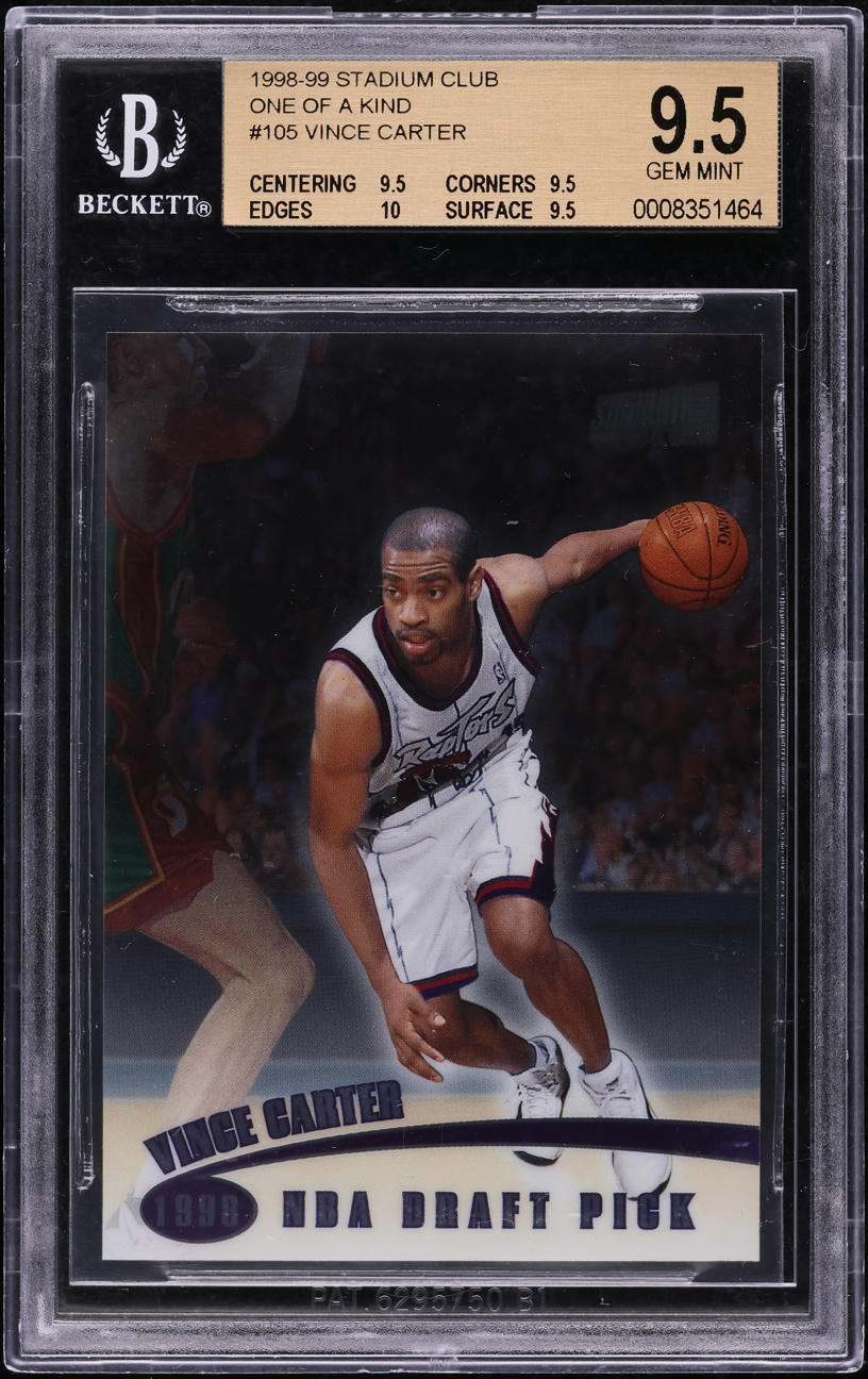 1998 Stadium Club One Of A Kind Vince Carter ROOKIE /150 #105 BGS 9.5 GEM MINT