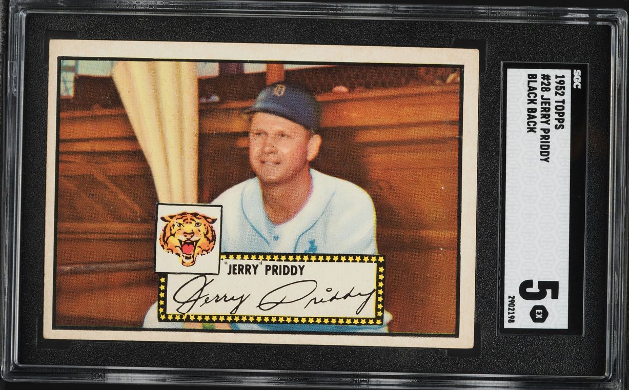 1952 Topps Jerry Priddy BLACK BACK #28 SGC 5 EX
